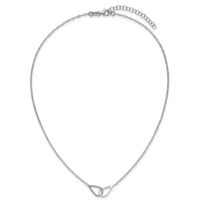 Sterling Silver Ss Rh Plated Polish Intertwined Teardrop 2In Ext. Necklace