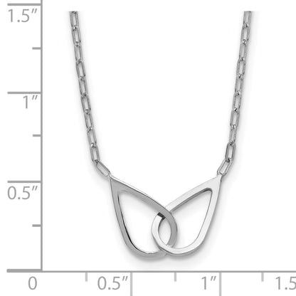 Sterling Silver Ss Rh Plated Polish Intertwined Teardrop 2In Ext. Necklace