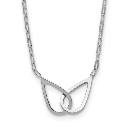 Sterling Silver Ss Rh Plated Polish Intertwined Teardrop 2In Ext. Necklace