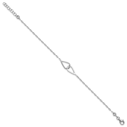 Sterling Silver Ss Rh Plated Polish Intertwined Teardrop 1In Ext. Bracelet