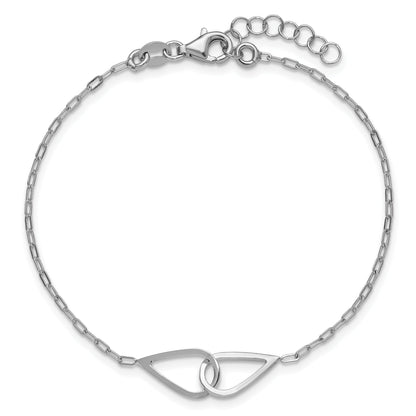 Sterling Silver Ss Rh Plated Polish Intertwined Teardrop 1In Ext. Bracelet