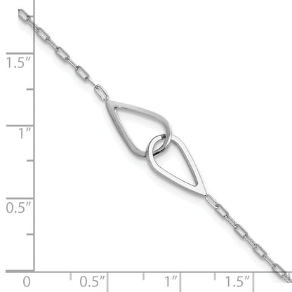 Sterling Silver Ss Rh Plated Polish Intertwined Teardrop 1In Ext. Bracelet