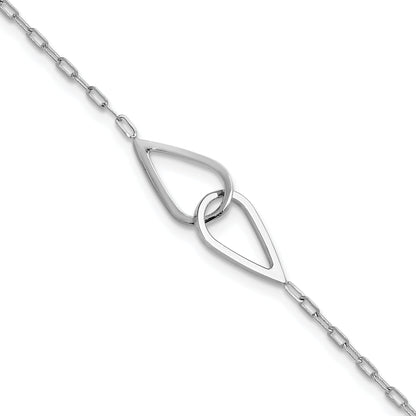 Sterling Silver Ss Rh Plated Polish Intertwined Teardrop 1In Ext. Bracelet