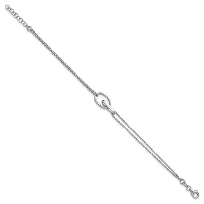 Sterling Silver Rh Plated Polished Oval 1In Ext. Bracelet