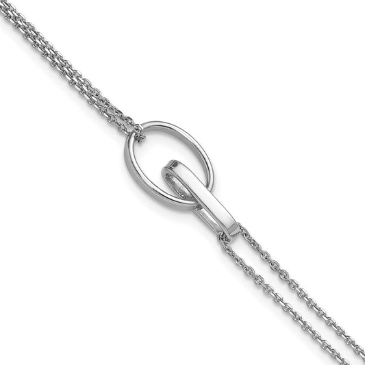 Sterling Silver Rh Plated Polished Oval 1In Ext. Bracelet