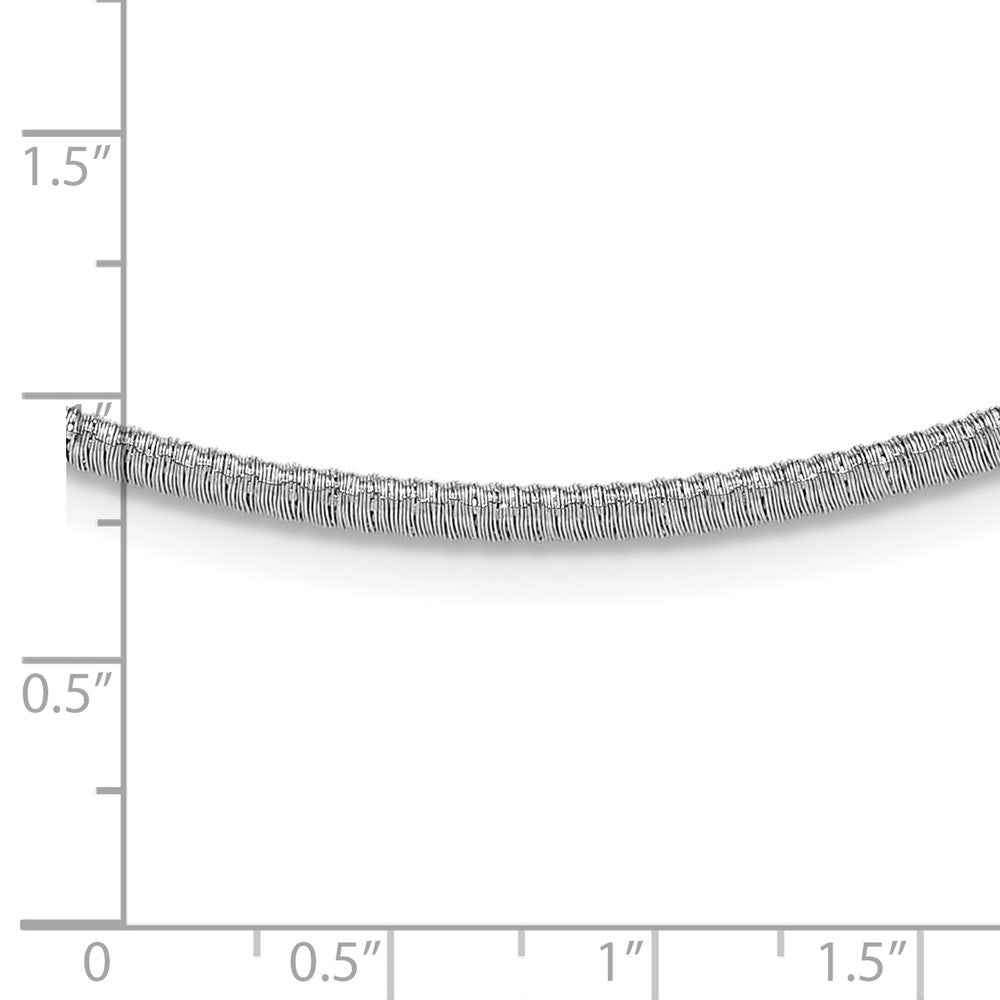 Sterling Silver Ss Rh Plt Polish /Textured Wire Wrapped Cz Collar Necklace