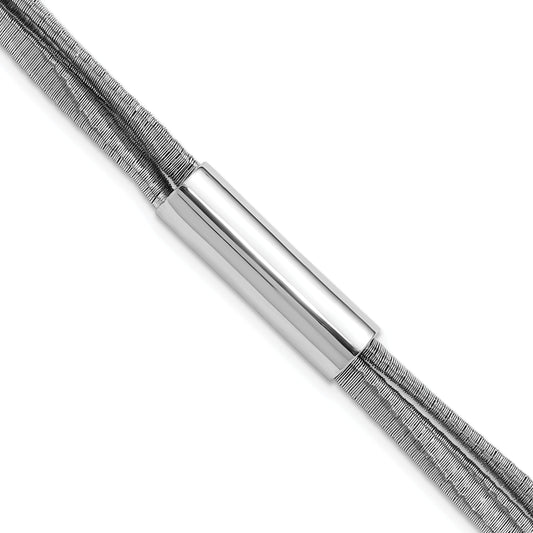 Sterling Silver Ss Rh Pltd Wire Wrapped 3 Strand Bar W/ 1In Ext. Bracelet