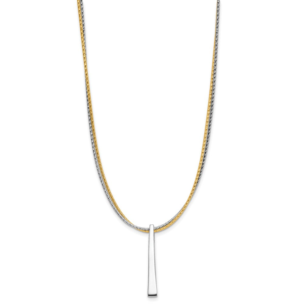 Gold Plated Ss Rh/Gold 2 Wire Tapered Bar W/ 2In Ext. Necklace