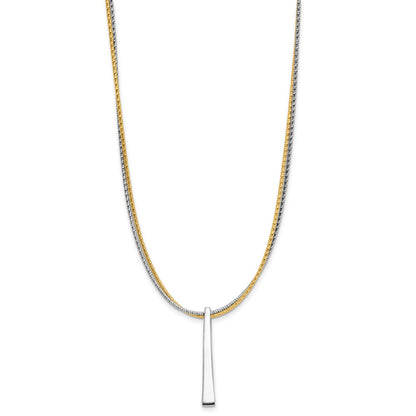 Gold Plated Ss Rh/Gold 2 Wire Tapered Bar W/ 2In Ext. Necklace