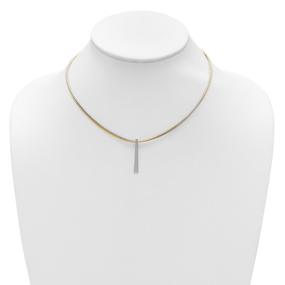 Gold Plated Ss Rh/Gold 2 Wire Tapered Bar W/ 2In Ext. Necklace