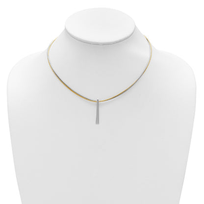 Gold Plated Ss Rh/Gold 2 Wire Tapered Bar W/ 2In Ext. Necklace