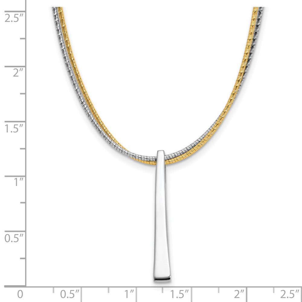 Gold Plated Ss Rh/Gold 2 Wire Tapered Bar W/ 2In Ext. Necklace