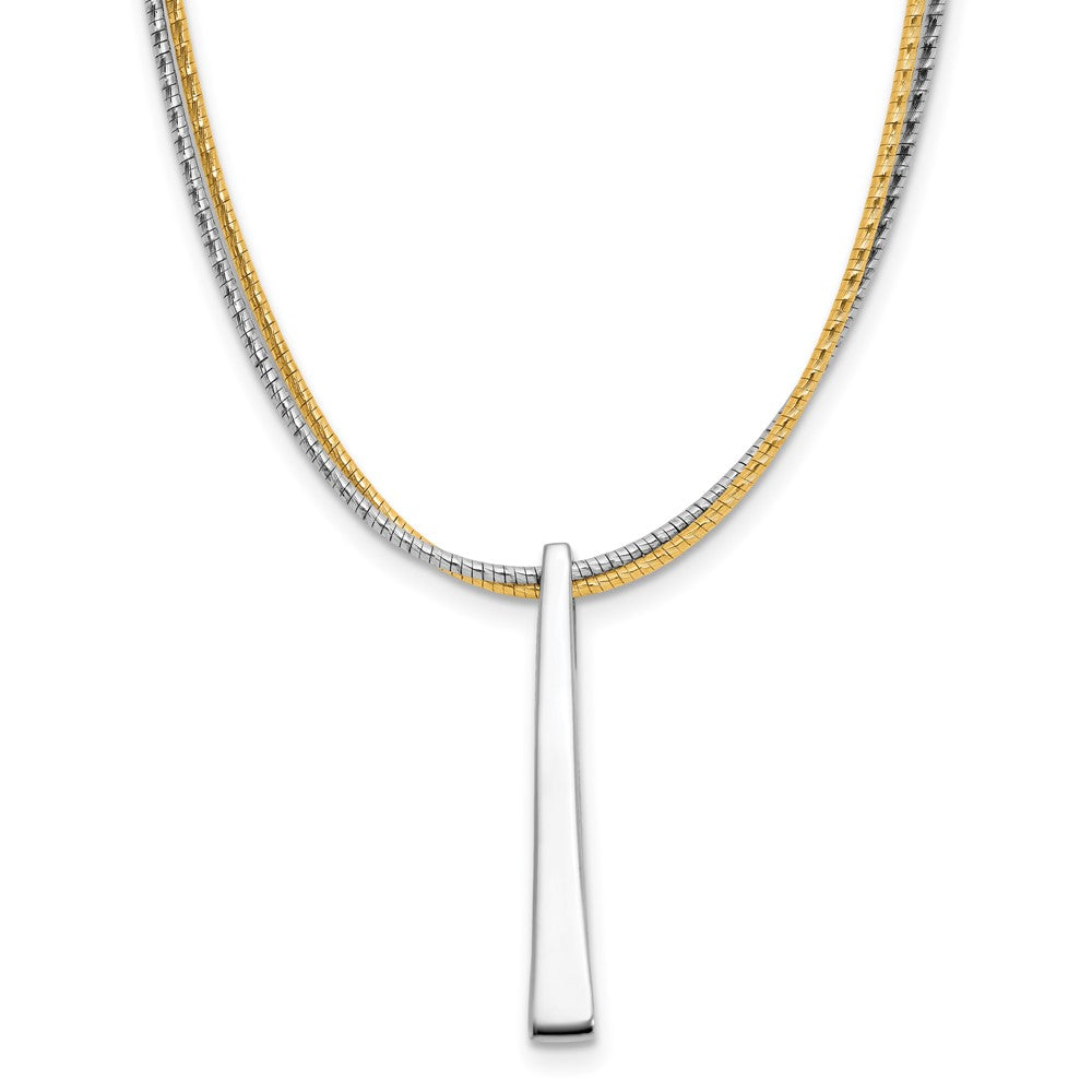 Gold Plated Ss Rh/Gold 2 Wire Tapered Bar W/ 2In Ext. Necklace