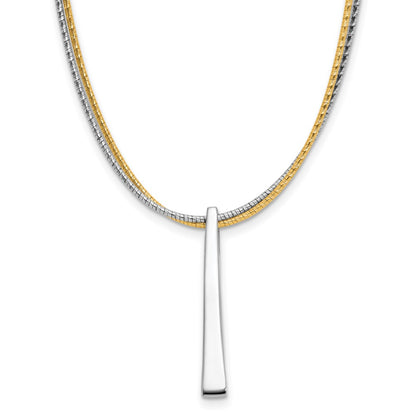 Gold Plated Ss Rh/Gold 2 Wire Tapered Bar W/ 2In Ext. Necklace