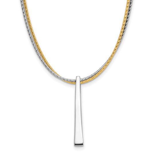 Gold Plated Ss Rh/Gold 2 Wire Tapered Bar W/ 2In Ext. Necklace