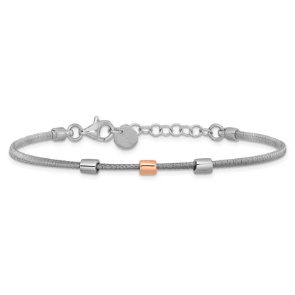 Rose Plated Ss Rh Plated/Rose Gold Station 1In Ext. Bracelet