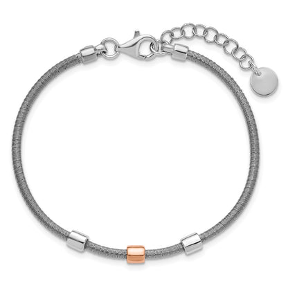 Rose Plated Ss Rh Plated/Rose Gold Station 1In Ext. Bracelet