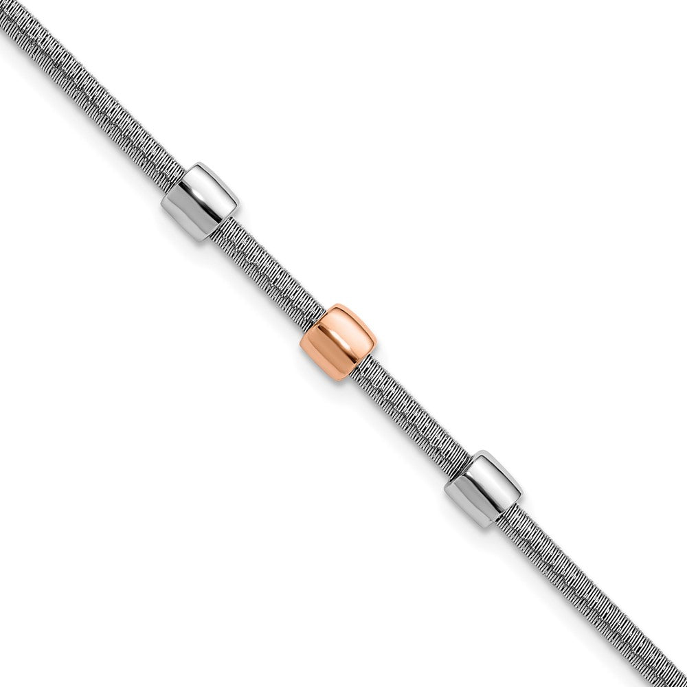 Rose Plated Ss Rh Plated/Rose Gold Station 1In Ext. Bracelet