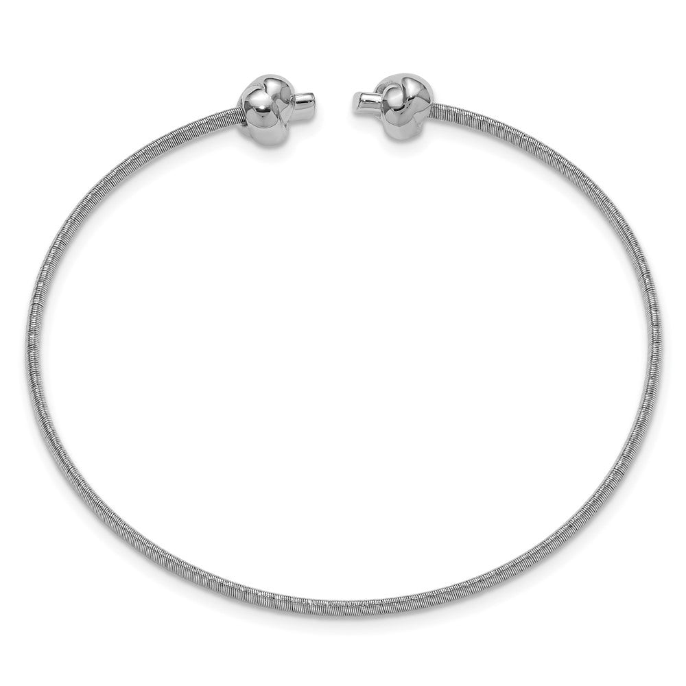 Sterling Silver Ss Rh Plated Polished Knots Wire Wrapped Cuff Bangle
