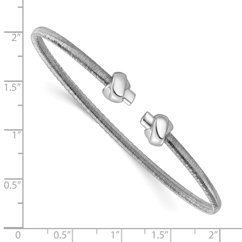 Sterling Silver Ss Rh Plated Polished Knots Wire Wrapped Cuff Bangle