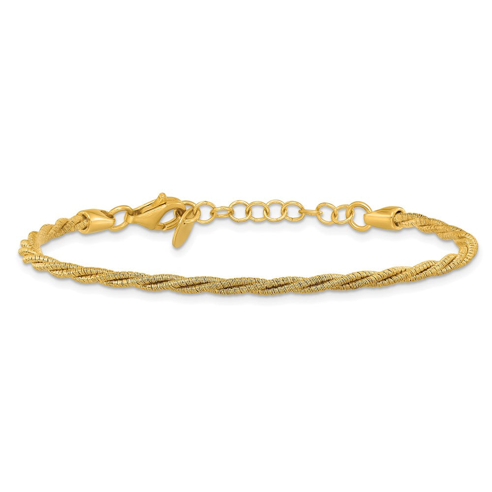 Gold Plated Ss Twisted Wire Wrapped W/ 1In Ext. Bracelet