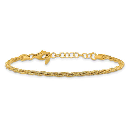 Gold Plated Ss Twisted Wire Wrapped W/ 1In Ext. Bracelet