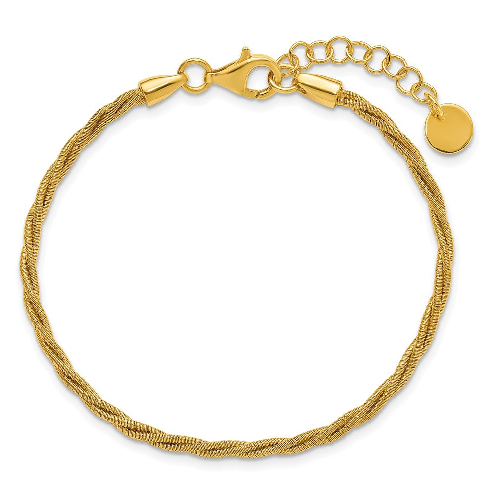 Gold Plated Ss Twisted Wire Wrapped W/ 1In Ext. Bracelet