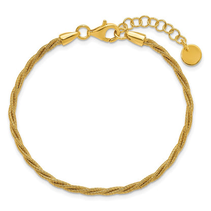 Gold Plated Ss Twisted Wire Wrapped W/ 1In Ext. Bracelet