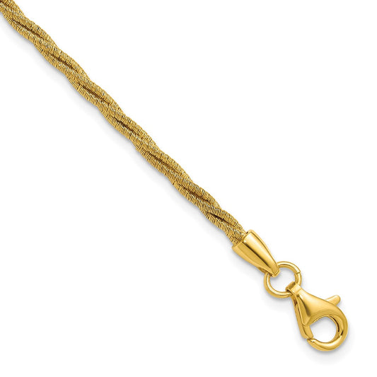 Gold Plated Ss Twisted Wire Wrapped W/ 1In Ext. Bracelet