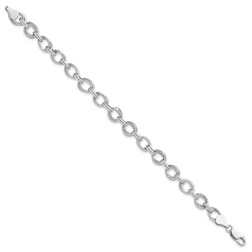 7.5 Inch Sterling Silver Polished And Textured Link Bracelet