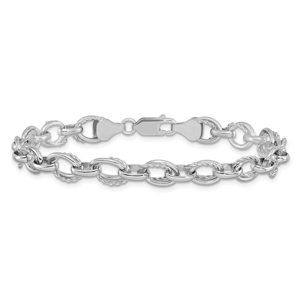 7.5 Inch Sterling Silver Polished And Textured Link Bracelet