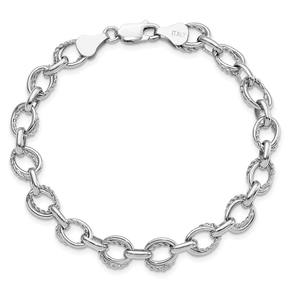 7.5 Inch Sterling Silver Polished And Textured Link Bracelet