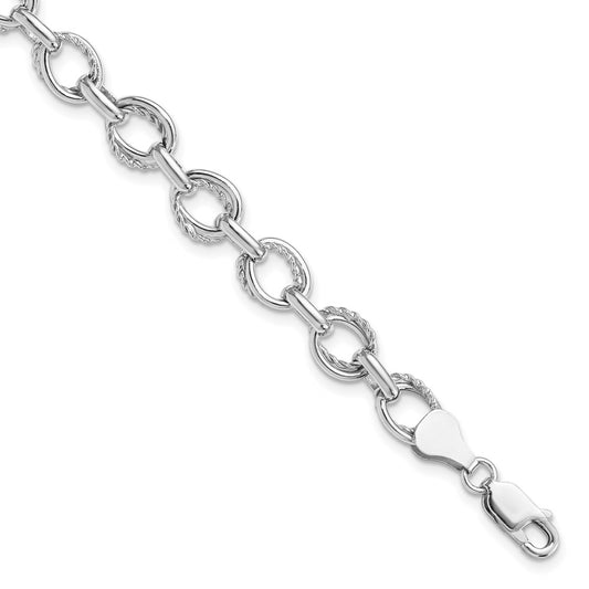 7.5 Inch Sterling Silver Polished And Textured Link Bracelet