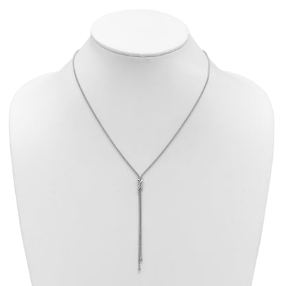 Sterling Silver Ss Rhodium Plated Polished X Lariat W/ 2In Ext. Necklace