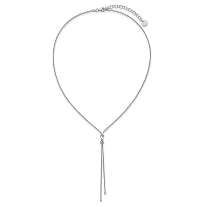 Sterling Silver Ss Rhodium Plated Polished X Lariat W/ 2In Ext. Necklace