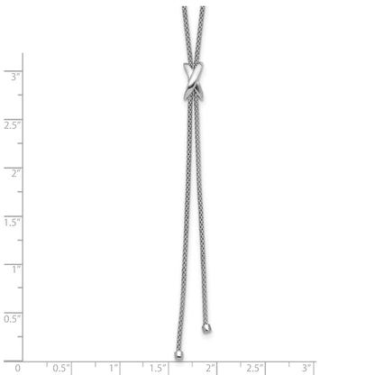 Sterling Silver Ss Rhodium Plated Polished X Lariat W/ 2In Ext. Necklace