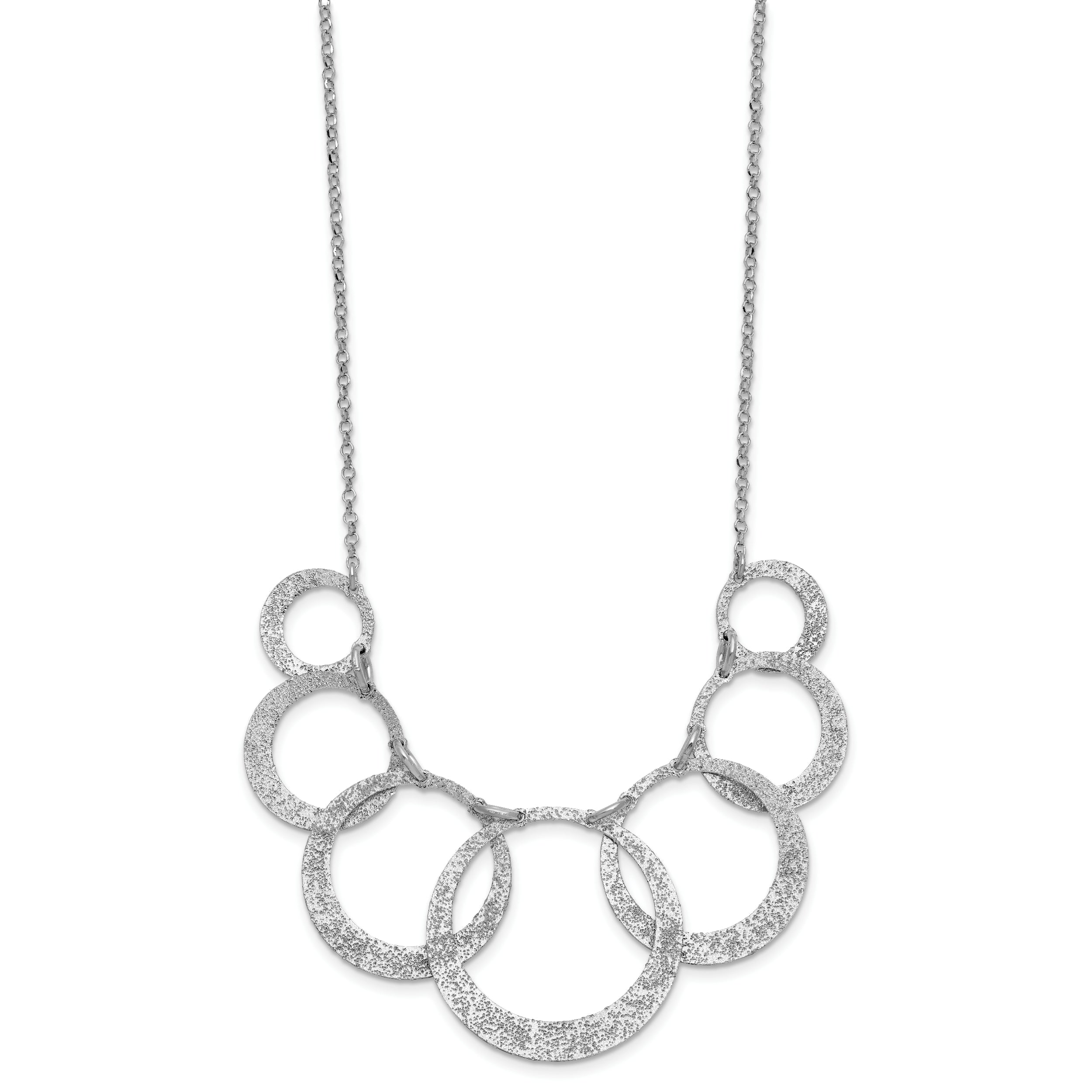 Sterling Silver Ss Radiant Essence Pol/Textured Circles W/ 2In Ext. Necklace