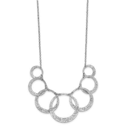 Sterling Silver Ss Radiant Essence Pol/Textured Circles W/ 2In Ext. Necklace