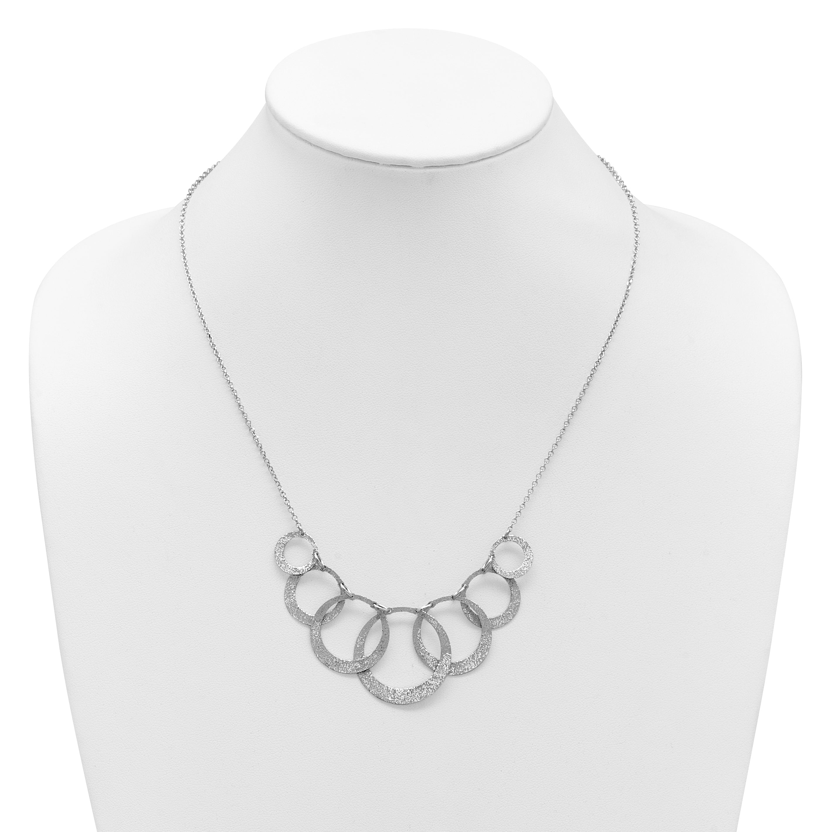 Sterling Silver Ss Radiant Essence Pol/Textured Circles W/ 2In Ext. Necklace