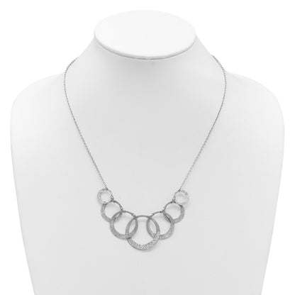 Sterling Silver Ss Radiant Essence Pol/Textured Circles W/ 2In Ext. Necklace