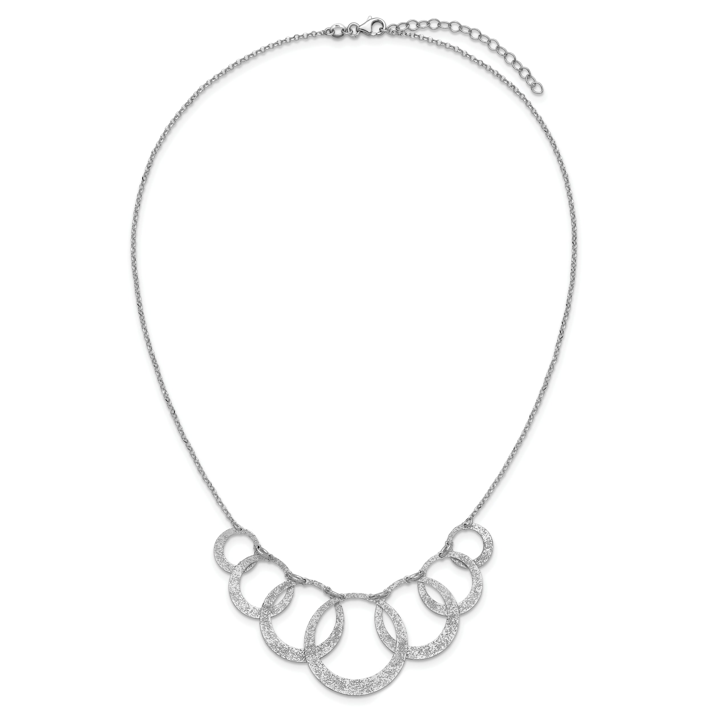 Sterling Silver Ss Radiant Essence Pol/Textured Circles W/ 2In Ext. Necklace