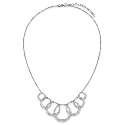 Sterling Silver Ss Radiant Essence Pol/Textured Circles W/ 2In Ext. Necklace
