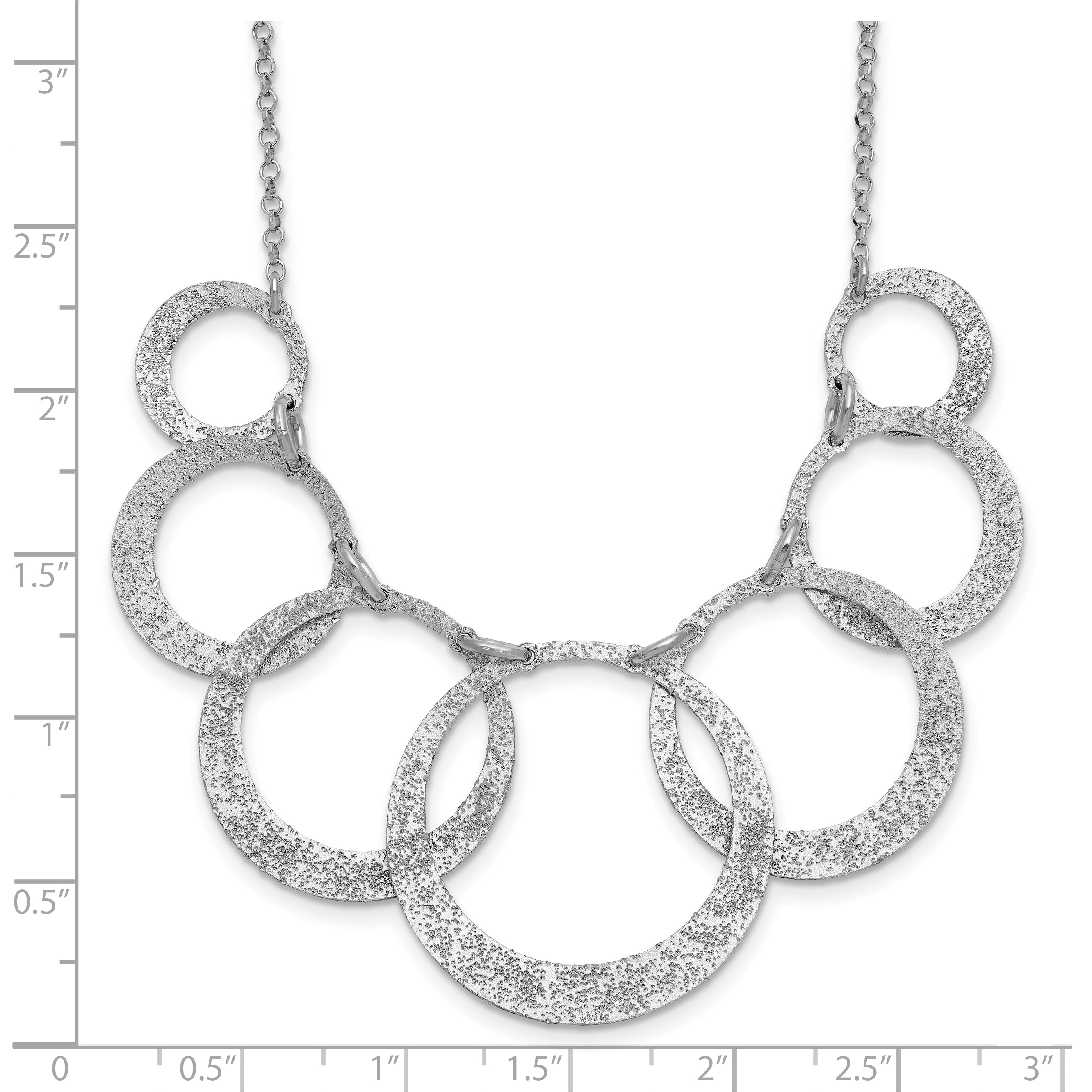 Sterling Silver Ss Radiant Essence Pol/Textured Circles W/ 2In Ext. Necklace
