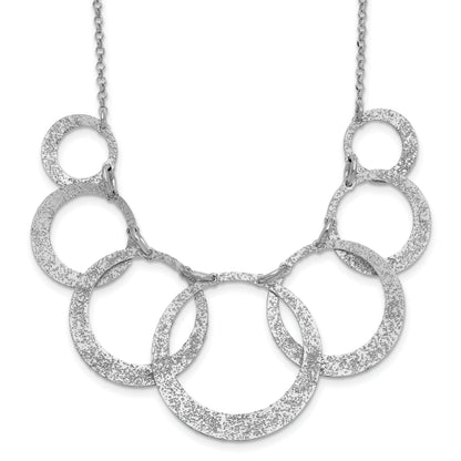 Sterling Silver Ss Radiant Essence Pol/Textured Circles W/ 2In Ext. Necklace