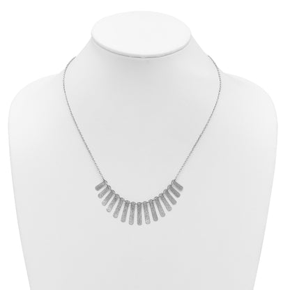 Sterling Silver Ss Radiant Essence Pol/Textured Bars W/ 2In Ext. Necklace