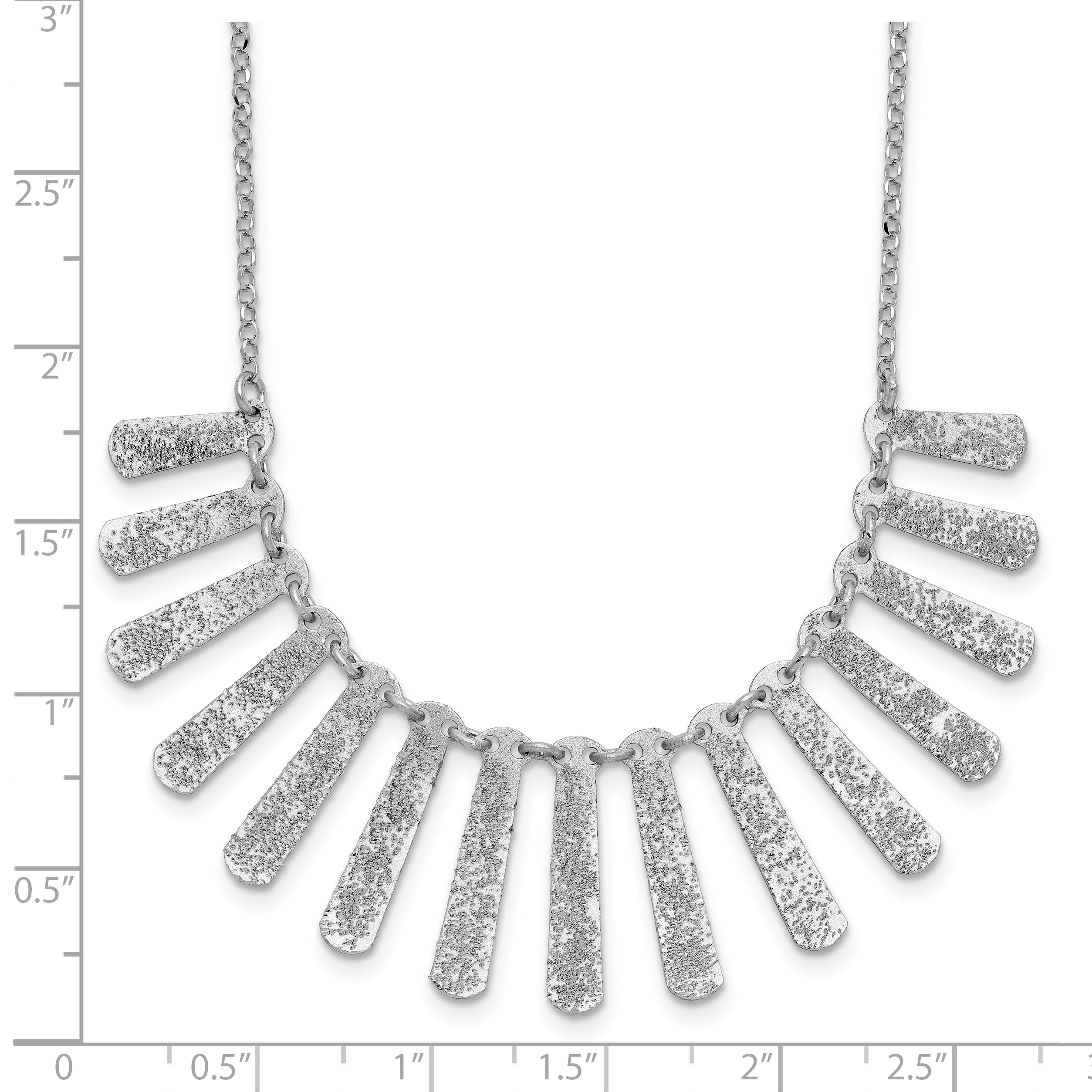 Sterling Silver Ss Radiant Essence Pol/Textured Bars W/ 2In Ext. Necklace