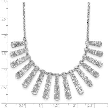 Sterling Silver Ss Radiant Essence Pol/Textured Bars W/ 2In Ext. Necklace