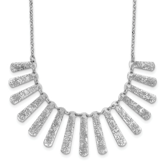 Sterling Silver Ss Radiant Essence Pol/Textured Bars W/ 2In Ext. Necklace