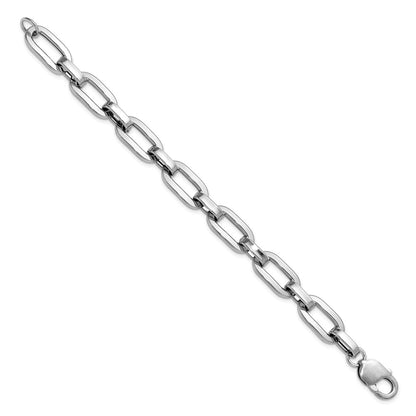 Sterling Silver Rhodium Plated 10.5mm Oval Link Bracelet