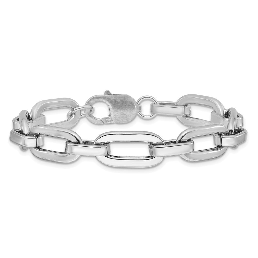 Sterling Silver Rhodium Plated 10.5mm Oval Link Bracelet